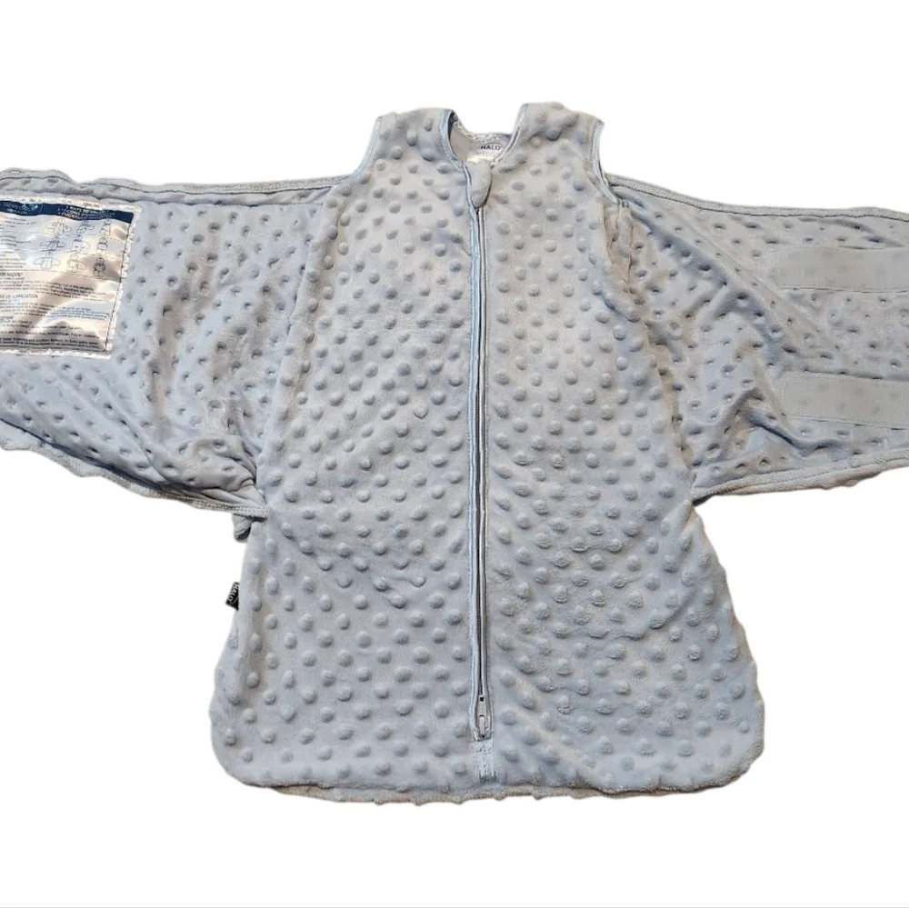 HALO 3 Way Adjustable Sleepsack Swaddle Velboa Blue Plush NB 0-3 Months 6-12 lbs